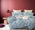 Comforter Set Classic Quilt Anna Blue/Pink Rose Print 100% Cotton Reversible All Seasons Set