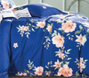 Comforter Set Elizabeth Blue/Orange Floral 100% Cotton Reversible Quilt Set